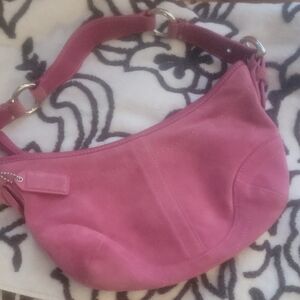Coach Fuchsia Suede Shoulder Bag